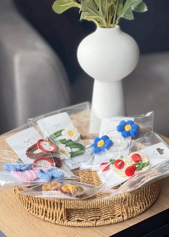 EL ÖRGÜSÜ Çiçekli Boncuklu Bohem Çocuk Saç Tokaları - Görsel 2