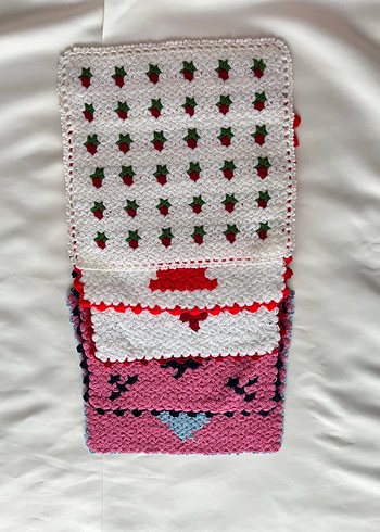 Renkli Örgü Banyo Lif Seti 5 Adet - Görsel 2