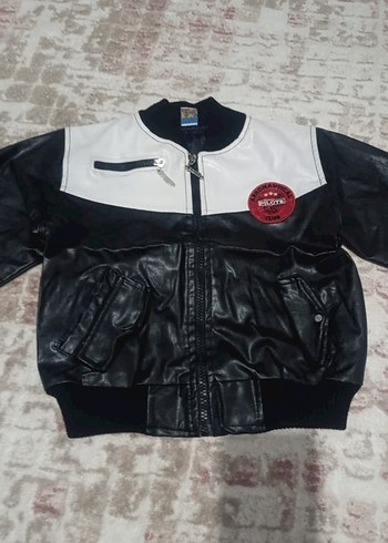 Düğmeli Siyah Deri Erkek Çocuk Ceket - Görsel 2