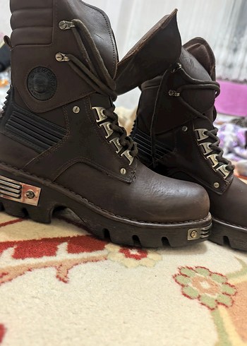 Kahverengi Deri Biker Botlar - Görsel 4