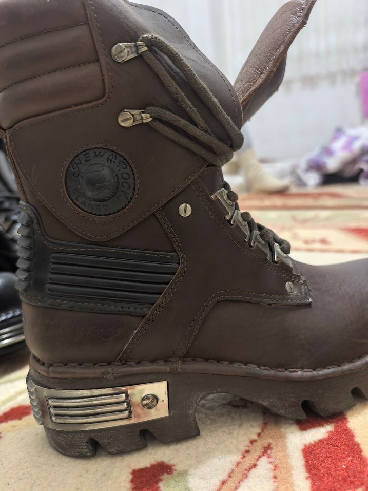 Kahverengi Deri Biker Botlar - Görsel 5