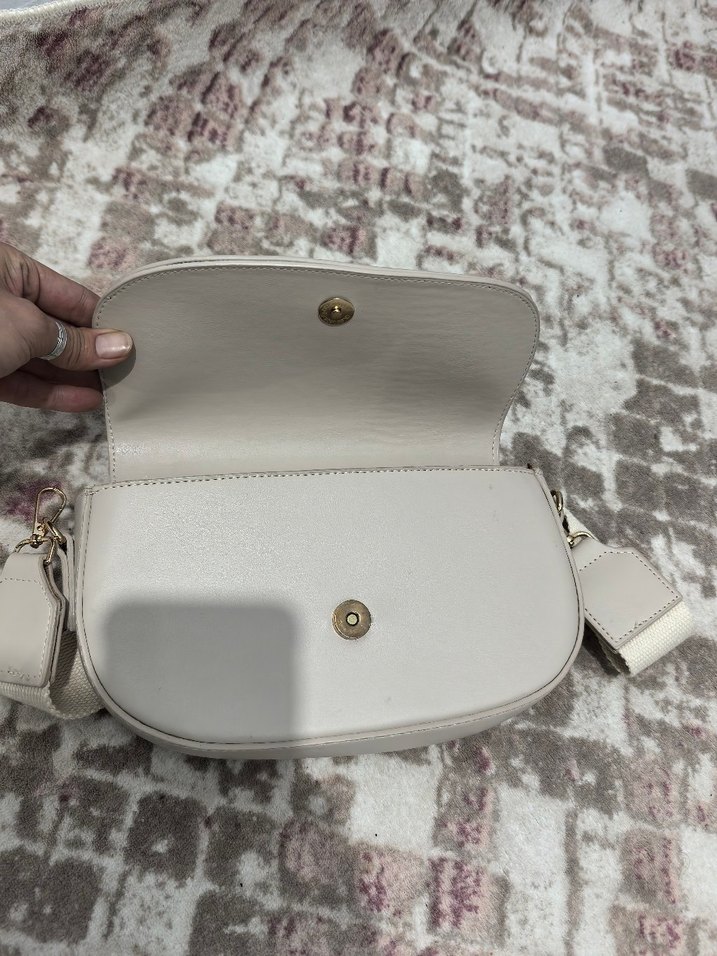 Beyaz Deri Modern Klasik Kadın Çanta - Görsel 2