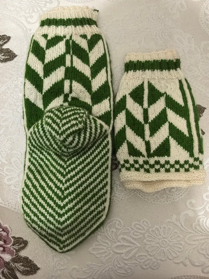 Yeşil Desenli çorap ve Eldiveni Seti - Görsel 2