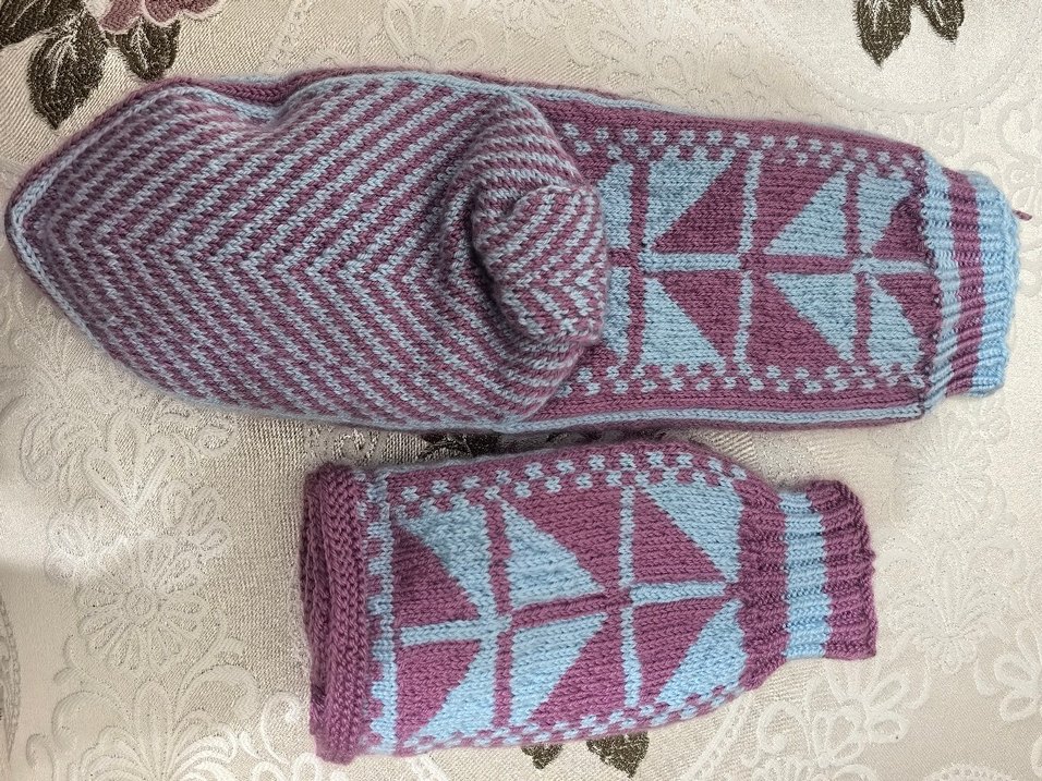 Mor ve Gri çorap  Eldiveni - Görsel 3