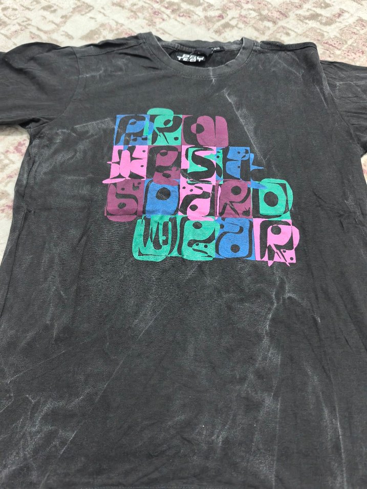 Erkek Çok Renkli Batik Desenli Gevşek Tişört - Görsel 2