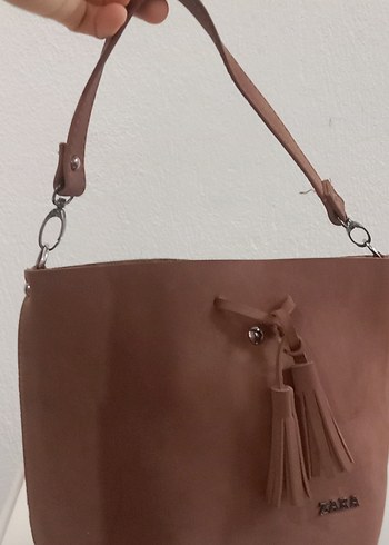 Püsküllü Kahverengi Süet Kadın Çanta - Görsel 2