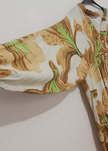 Bej Piliseli Bohem Uzun Elbise - Görsel 2