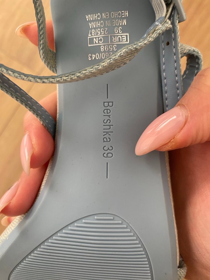 Bershka Kadın Mavi Denim Stiletto Sandalet - Görsel 4