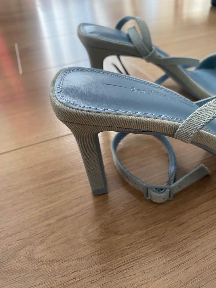 Bershka Kadın Mavi Denim Stiletto Sandalet - Görsel 3