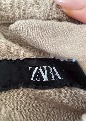 Zara Bej Keten Salaş Kadın Pantolon - Görsel 3
