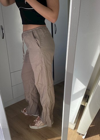 Zara Bej Keten Salaş Kadın Pantolon - Görsel 2