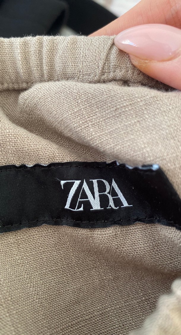 Zara Bej Keten Salaş Kadın Pantolon - Görsel 3