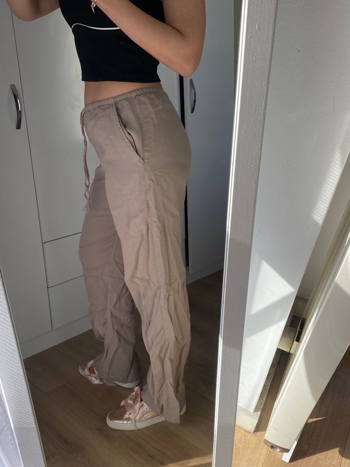 Zara Bej Keten Salaş Kadın Pantolon - Görsel 2