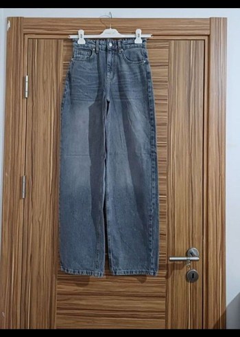 Gri Bol Kesim Kadın Kot Pantolon - Görsel 3