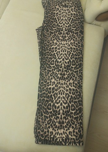 Kadın Leopar Desenli Midi kot Pantolon - Görsel 2