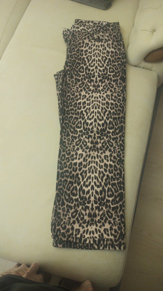 Kadın Leopar Desenli Midi kot Pantolon - Görsel 2