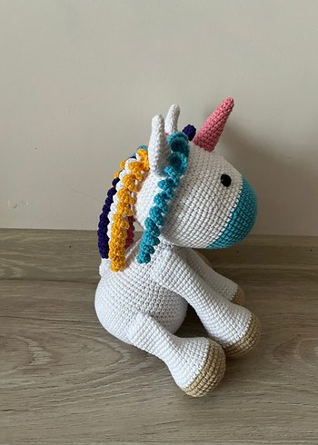 Amigurumi Renkli Örgü Unicorn Oyuncak - Görsel 3