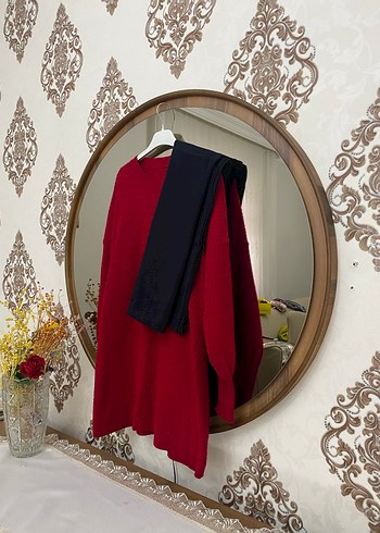 Koyu Kırmızı Salaş Triko Kadın Kazak - Görsel 2