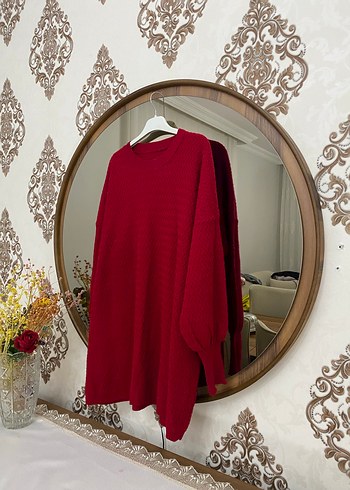 Koyu Kırmızı Salaş Triko Kadın Kazak - Görsel 3