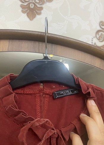 Bordo Uzun Bohem Düğmeli Elbise - Görsel 2