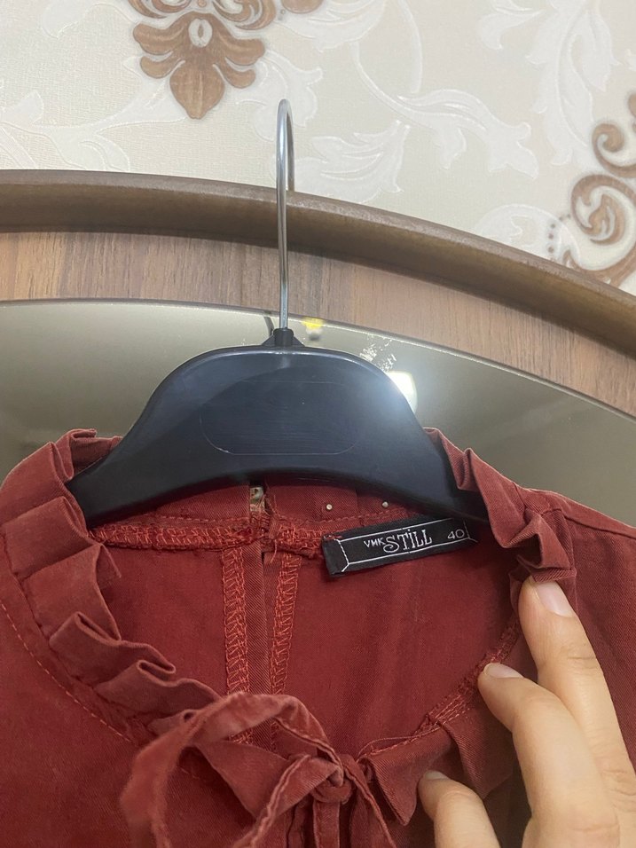 Bordo Uzun Bohem Düğmeli Elbise - Görsel 2