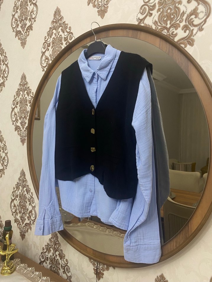 Düğmeli Lacivert Kolsuz Midi Yelek - Görsel 2