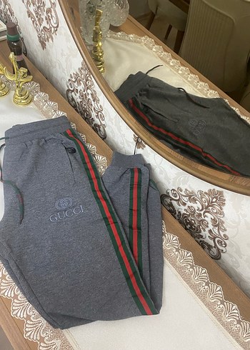 Gri Nakışlı Gucci Erkek Eşofman Altı - Görsel 2