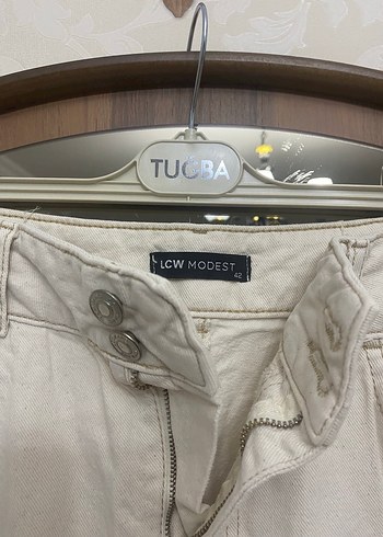 Bej Kadın Keten Rahat Kesim etek - Görsel 3