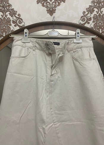 Bej Kadın Keten Rahat Kesim etek - Görsel 2