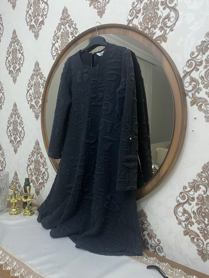 Nakışlı Siyah Uzun Kollu Kadın Elbise/tunik - Görsel 2