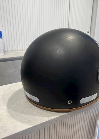 Siyah Deri Kemerli Sokak Tarzı Motosiklet Kaskı - Görsel 3