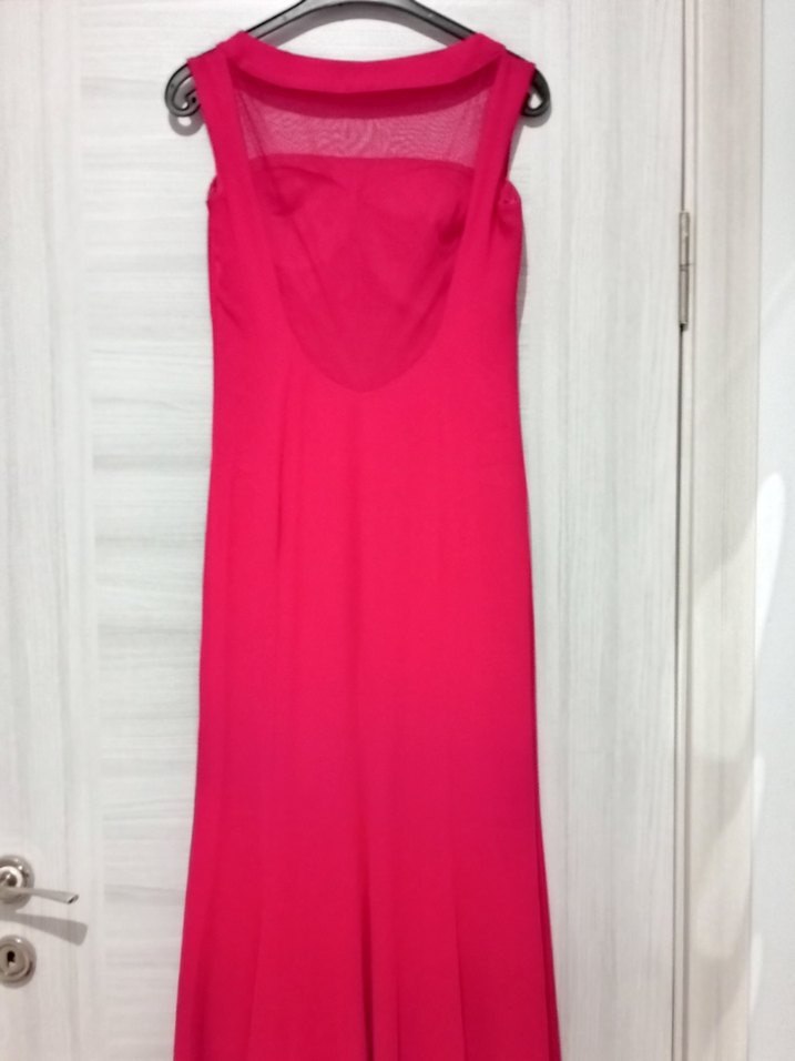 Pembe Drapeli Uzun Abiye Elbise - Görsel 2