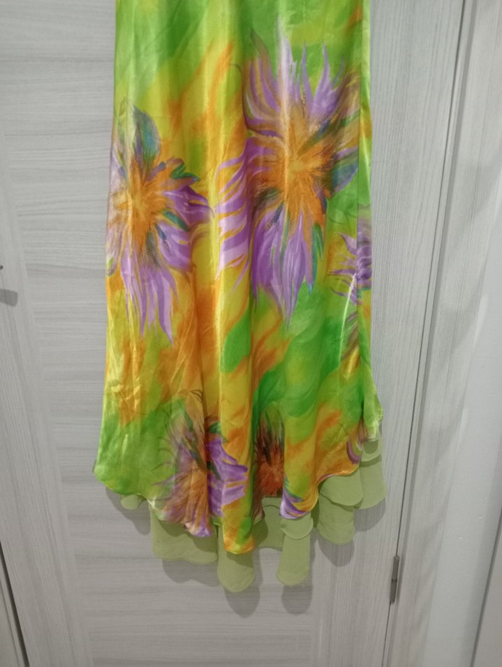 Renkli Bağlama Desenli Uzun Kadın Elbise - Görsel 4