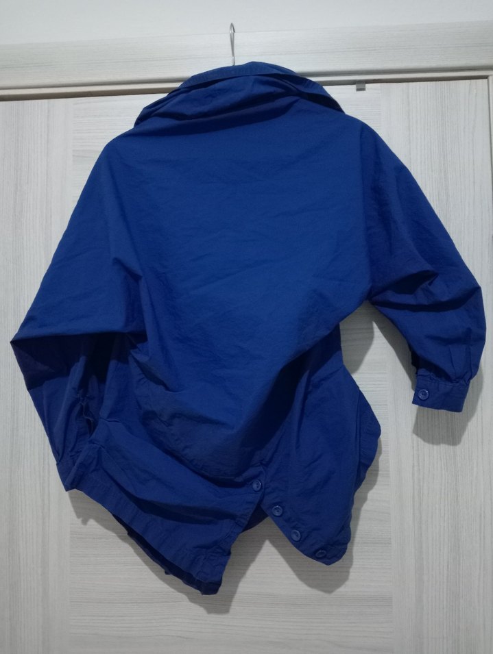 Lacivert Düğmeli Kadın Keten Gömlek - Görsel 4