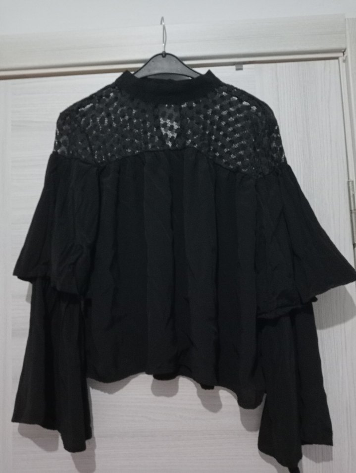 Uzun Kollu Siyah Gotik Bluz - Görsel 3