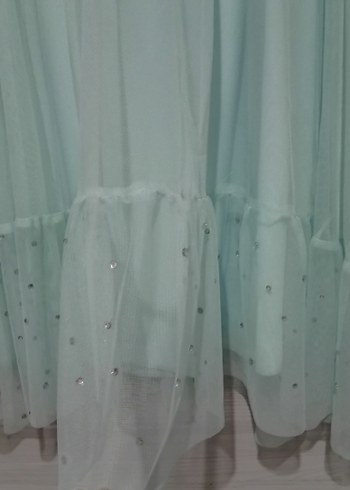 Turkuaz Pilili Uzun Kadın Etek - Görsel 2