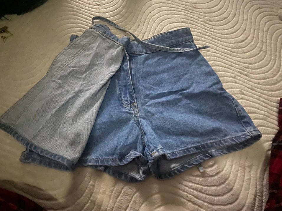 Defacto Kadın Mavi Midi Kot Şort Kemerli Bol Kesim - Görsel 2