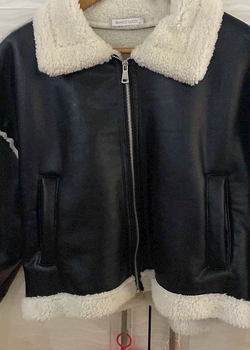 Kürklü Siyah Deri Kadın Ceket - Görsel 2