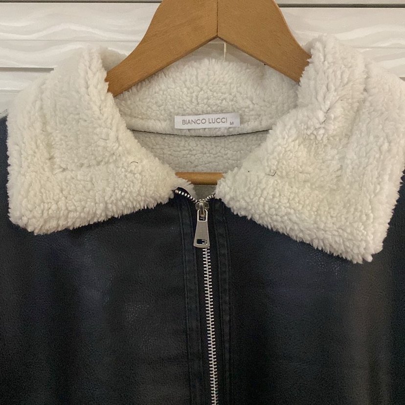 Kürklü Siyah Deri Kadın Ceket - Görsel 3