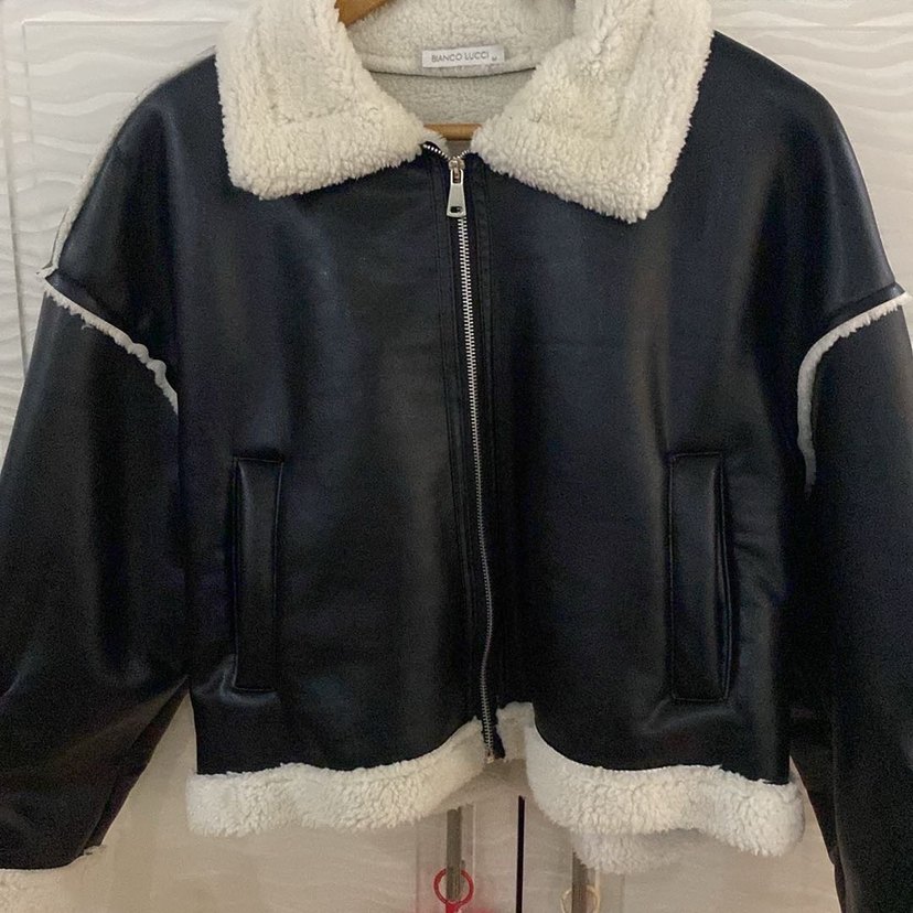 Kürklü Siyah Deri Kadın Ceket - Görsel 2