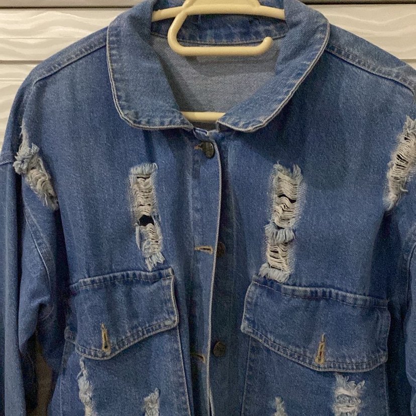 Düğmeli Mavi Mini Denim Ceket - Görsel 3