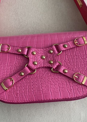 Pembe Deri Kemerli Kadın Çanta - Görsel 2