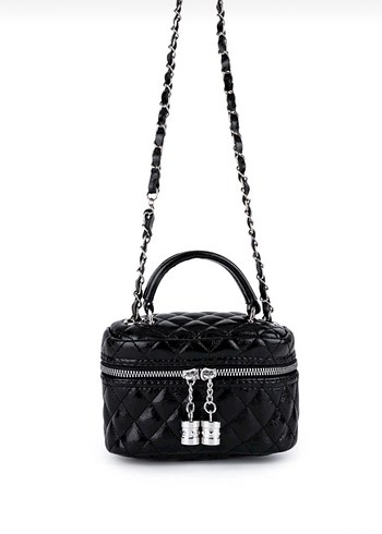 Kemer Tokalı Siyah Deri Yılan Desenli Çanta - Görsel 2