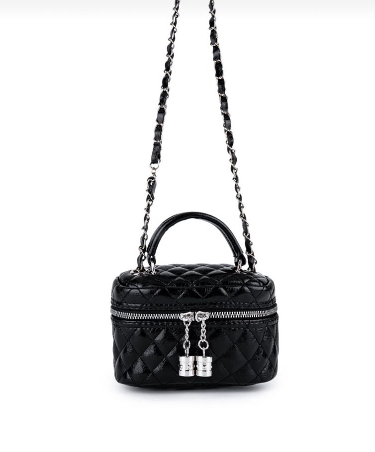 Kemer Tokalı Siyah Deri Yılan Desenli Çanta - Görsel 2