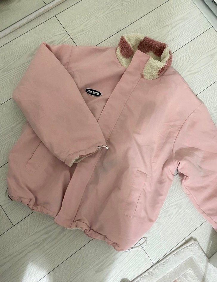 Düğmeli Pembe Kapüşonlu Kadın Ceket - Görsel 2