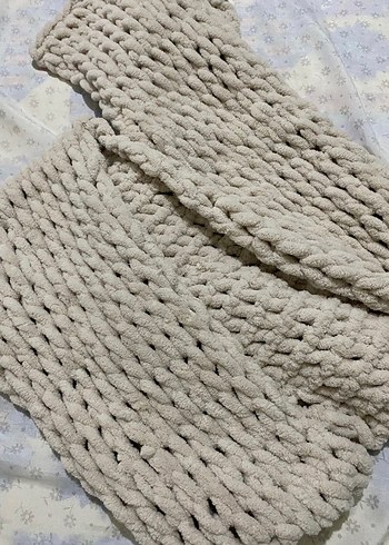 Kadın Örgü Bohem Gri Beyaz Şal - Görsel 2