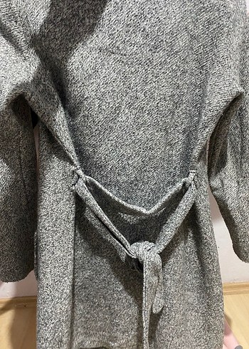 Düğmeli Gri Midi Kadın Yün Kaban - Görsel 2