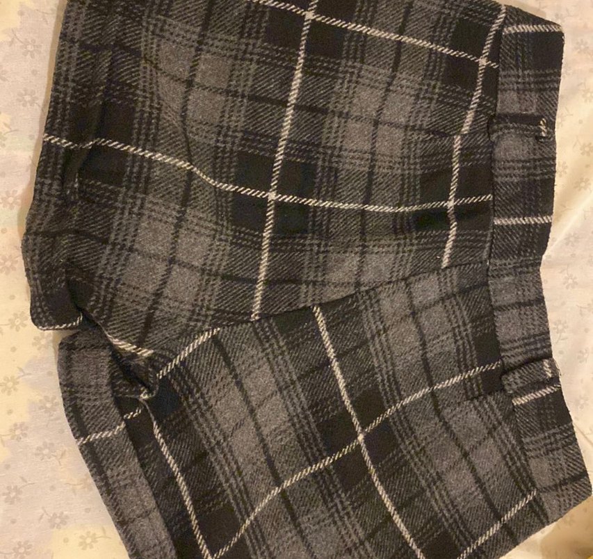 Gri Ekose Düğmeli Kadın Kumaş Pantolon - Görsel 2