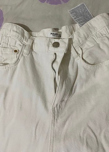 Kadın Beyaz Pamuklu Rahat Kesim Jean - Görsel 3