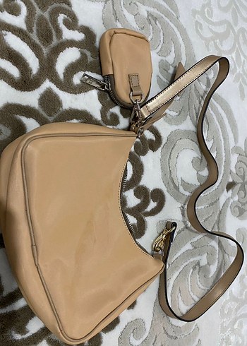 Bej Deri Fermuarlı Kadın Çanta - Görsel 2